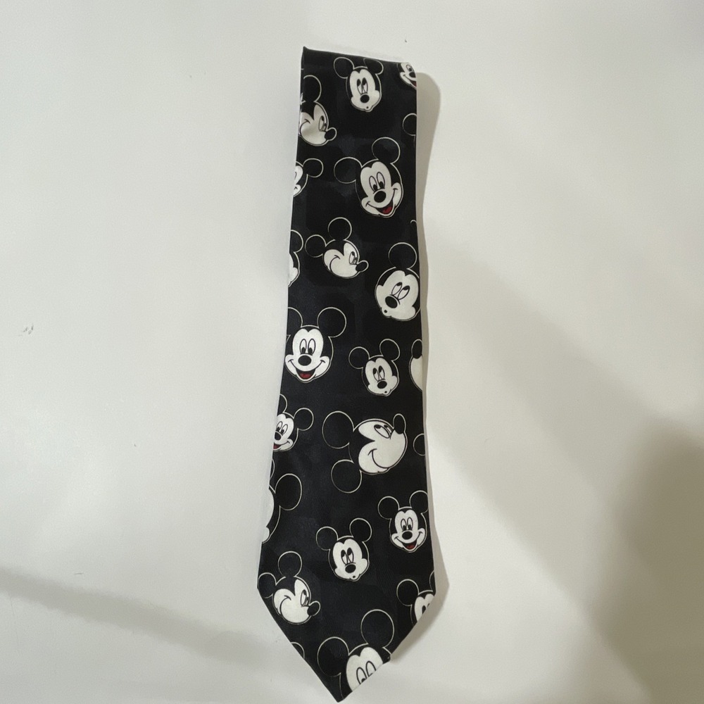Disney Mickey Unlimited Necktie Tie Black‎ White Mickey Mouse
